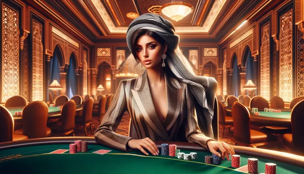 a-woman-of-Arab-appearance-playing-in a-casino